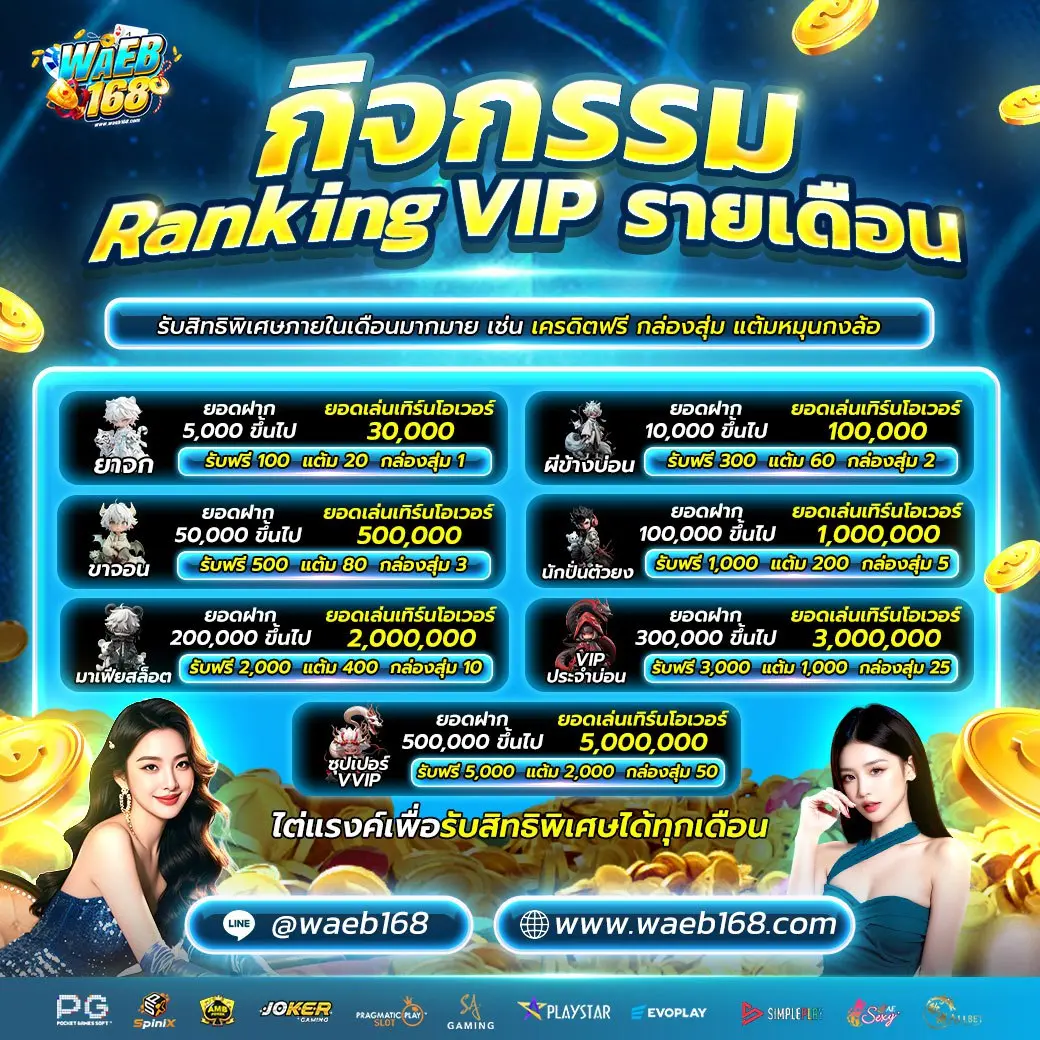 waeb168 กิจกรรม Ranking VIP รายเดือน